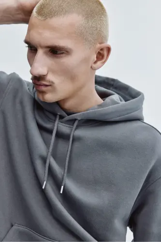 Loose Fit Kapüşonlu Üst - Koyu gri - H&M (1)