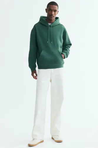 Loose Fit Kapüşonlu Üst - Koyu yeşil - H&M (1)