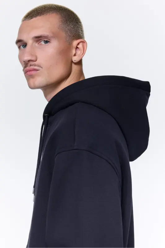 Loose Fit Kapüşonlu Üst-Lacivert - 4