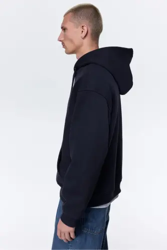 Loose Fit Kapüşonlu Üst-Lacivert - 5
