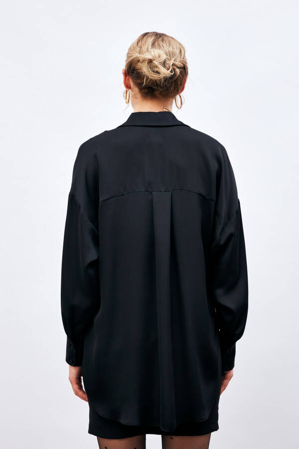 Loose Fit Off-Shoulder Shirt - BLACK - 16