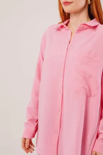 Loose Fit Pocketed Pink Shirt - 3