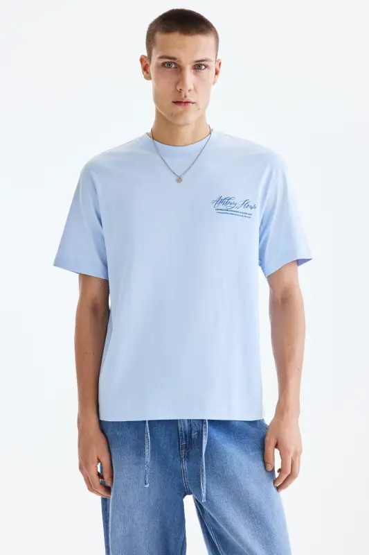 Loose Fit Printed T-Shirt - Light blue/Ashbury House - 2