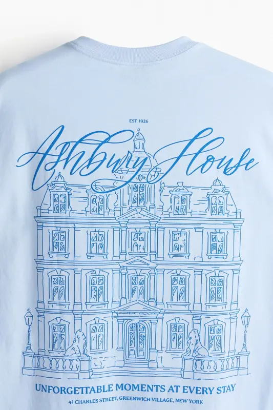 Loose Fit Printed T-Shirt - Light blue/Ashbury House - 6
