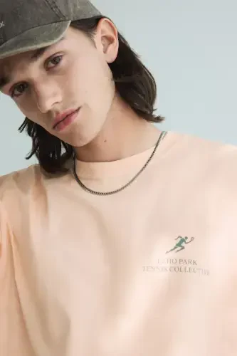 Loose Fit Printed T-shirt-Peach pink/Echo Park - 2