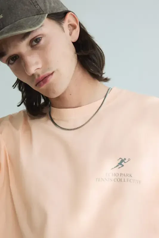 Loose Fit Printed T-shirt-Peach pink/Echo Park - 2