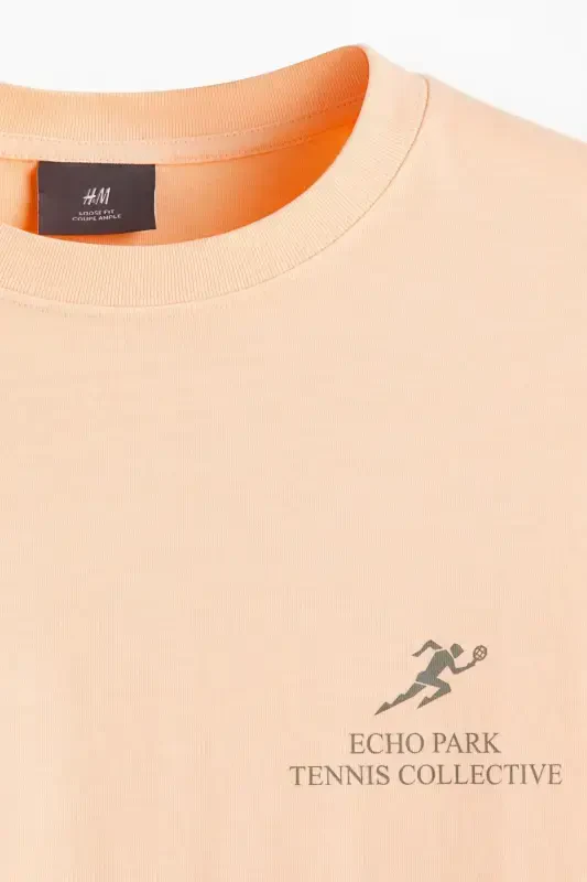 Loose Fit Printed T-shirt-Peach pink/Echo Park - 5