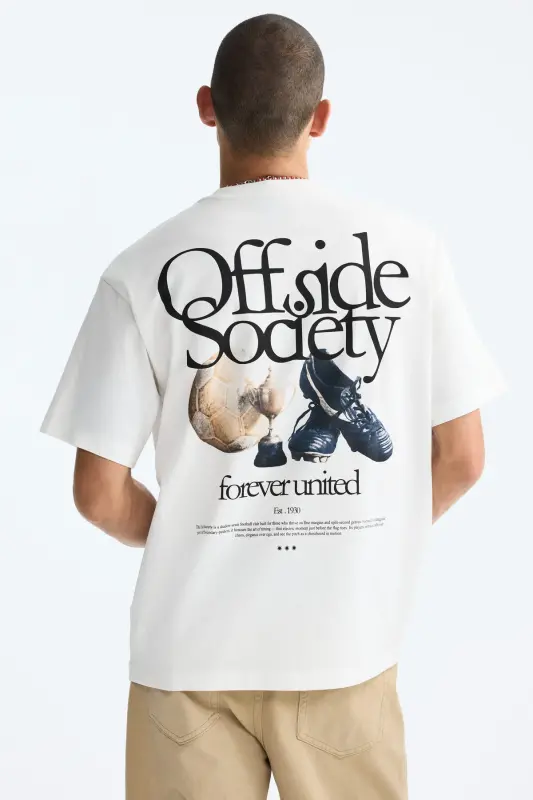 Loose Fit Printed T-Shirt - White/Offside Society - 5