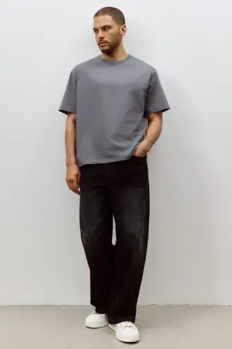 Loose Fit T-shirt-Dark gray - 1