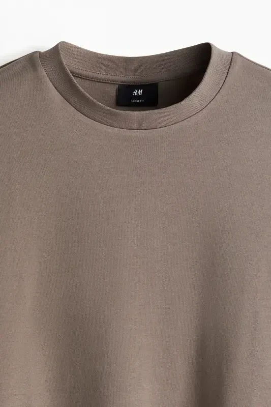 Loose Fit Tişört-Koyu bej - 7