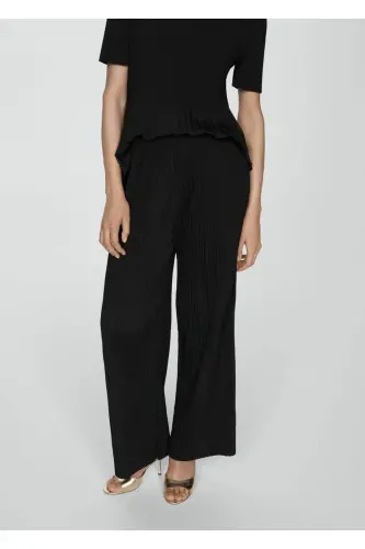 Loose pleated pants - Black - 1