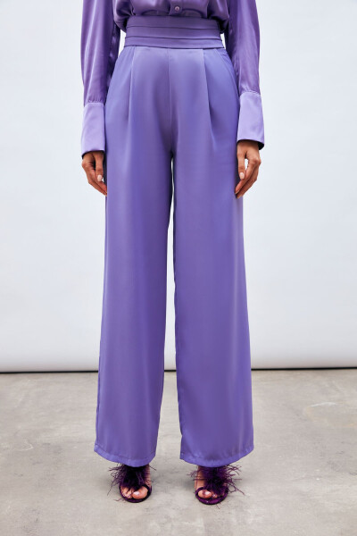 Loose Satin Pants with Pockets - PURPLE - 4