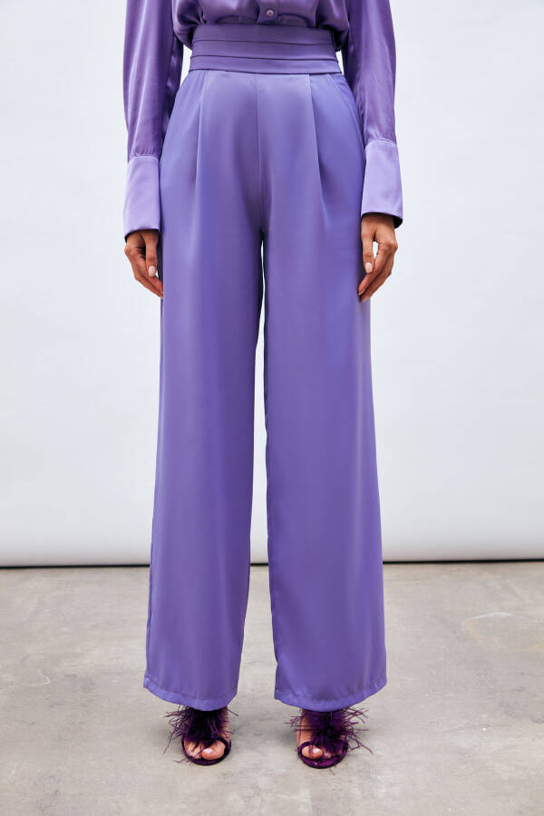 Loose Satin Pants with Pockets - PURPLE - 4