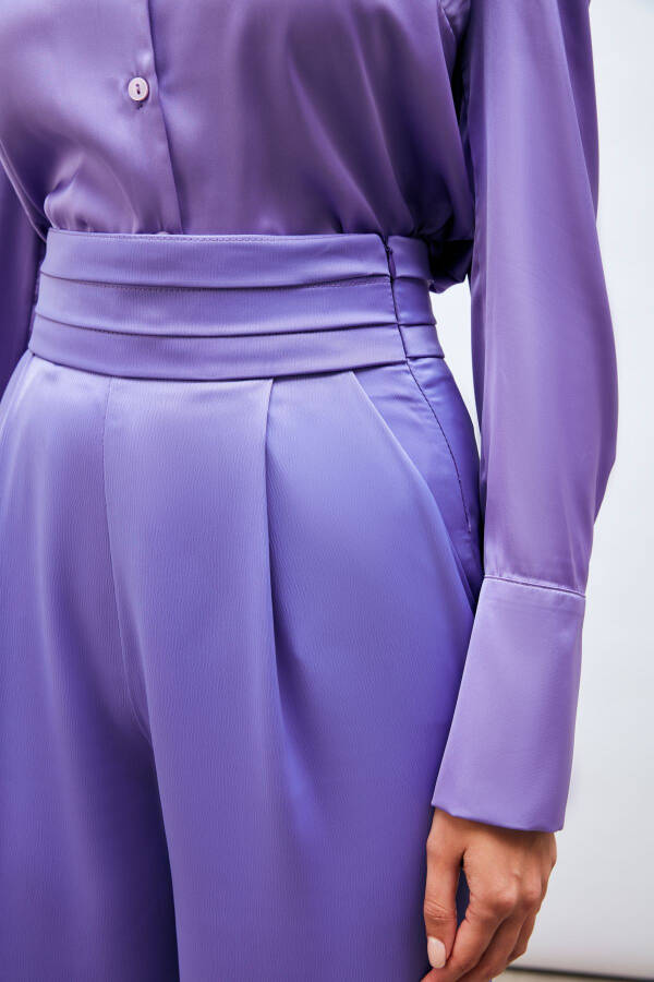 Loose Satin Pants with Pockets - PURPLE - 5