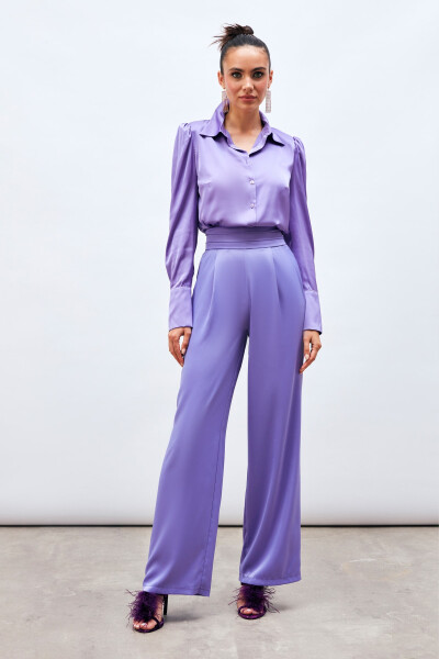 Loose Satin Pants with Pockets - PURPLE - 7