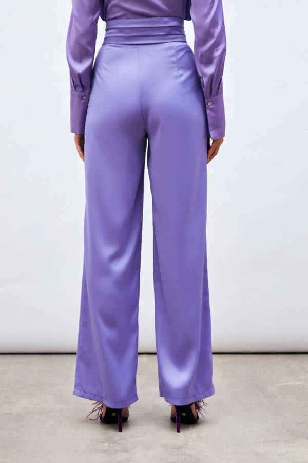 Loose Satin Pants with Pockets - PURPLE - 12