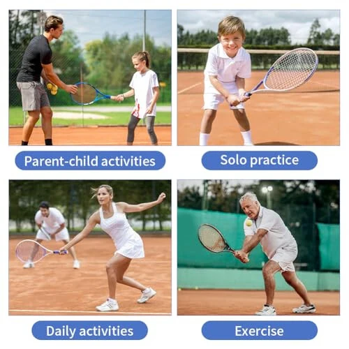 LOQJSS Tennis Mashg'ulot Asboblari, Yakka Tenis Mashg'ulotchisi Qaytish To'pi 3 Ta'sirli To'p bilan, Tennis Mashg'ulotlari Qaytish Asboblari, Kattalar Bolalar Boshlanuvchilar uchun Tennis Mashq Asboblari - 4