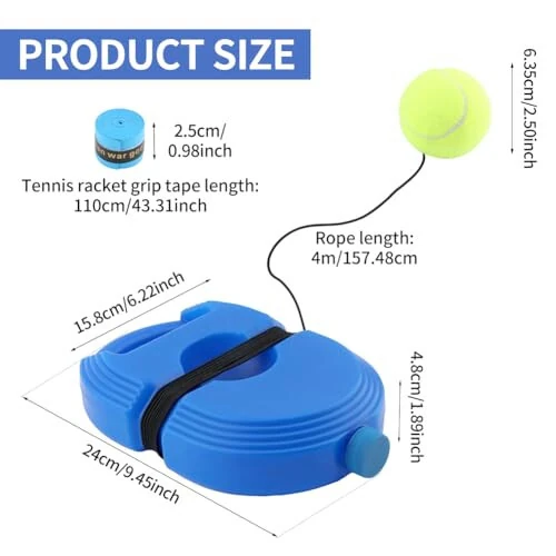LOQJSS Tennis Practice Device, Solo Tennis Trainer Rebound Ball with 3 String Balls, Tennis Practice Rebounder Equipment Training Tools, Tennis Exercise Equipment for Adults Kids Beginners - LOQJSS (1)