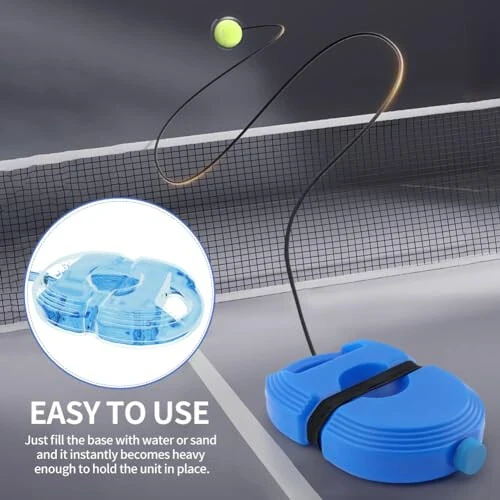 LOQJSS Tennis Practice Device, Solo Tennis Trainer Rebound Ball with 3 String Balls, Tennis Practice Rebounder Equipment Training Tools, Tennis Exercise Equipment for Adults Kids Beginners - 5