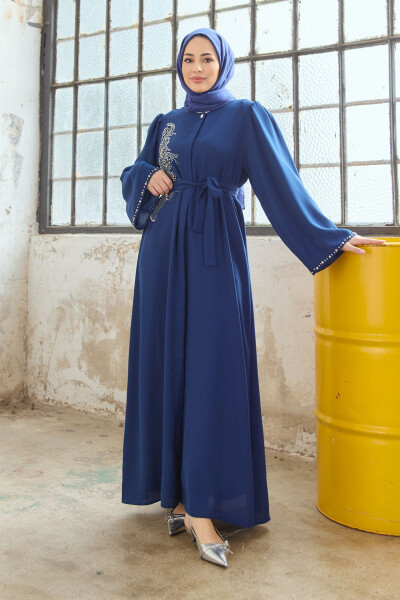 Lora Taşlı Abaya - İndigo - 1