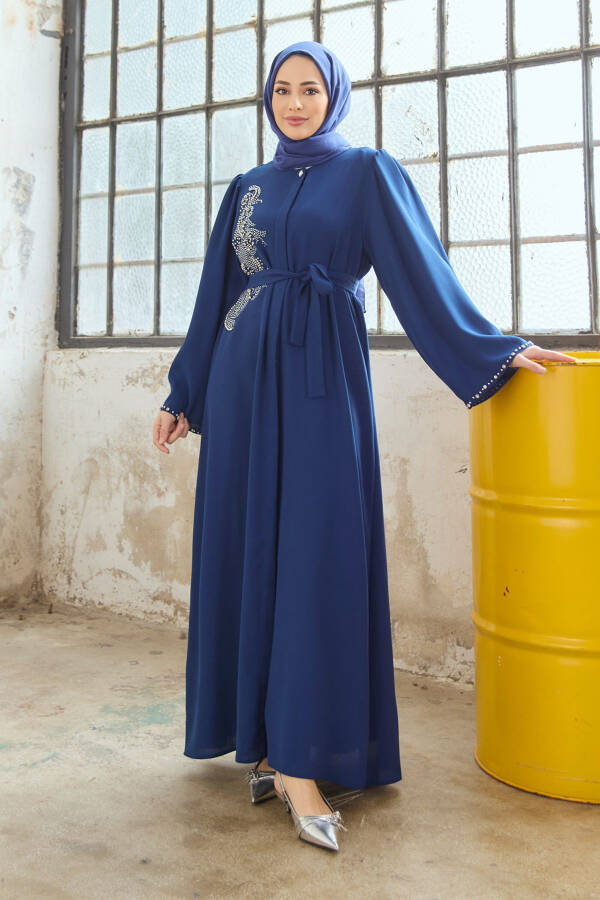 Lora Taşlı Abaya - İndigo - 3