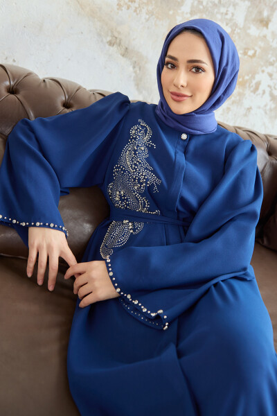 Lora Taşlı Abaya - İndigo - 7