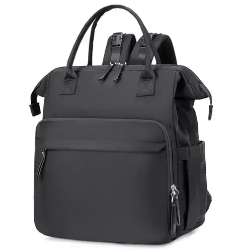 LORADI Convertible Diaper Bag Tote, Wide Open Top 14 Pockets Stylish Baby Diaper Bag with Stroller Buckle, Water-resistant (Black-silver, Extral-large) - MODAZONE