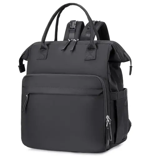 LORADI Convertible Diaper Bag Tote, Wide Open Top 14 Pockets Nappy Backpack with Stroller Buckle, Water-resistant (Black, Extra Large) 