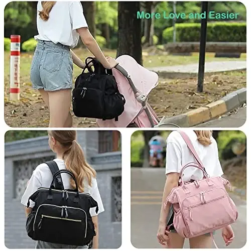 LORADI Large Diaper Bag Tote (Brown, Large-20L) | 14 Pockets, Convertible, Stroller Clips, 3 Insulated Pockets, Water-resistant - 6
