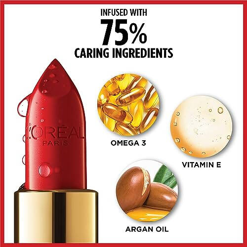 L'Oreal Paris Colour Riche, argan yağı ve E vitamini ile nemlendirici saten ruj, en açık nude tonu. - 3