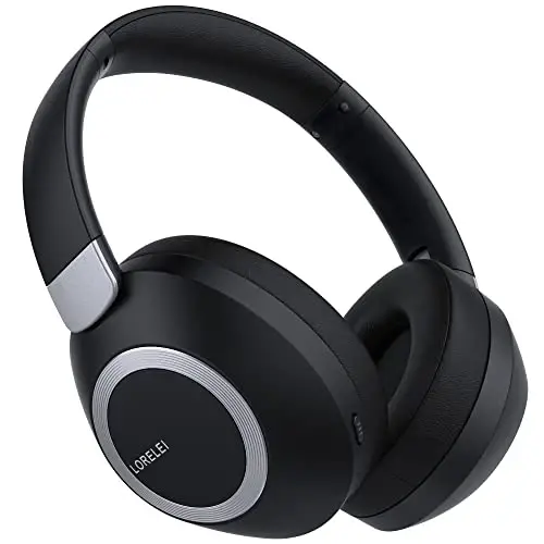 LORELEI B-C6 Wireless Over Ear Headphones, 50H Playtime Foldable Lightweight Bluetooth Headsets, Deep Bass, Built-in Microphone, Memory Foam Earmuff, for Travel, Home Office(Space Black) - 1