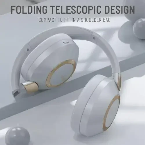 LORELEI B-C6 simsiz quloqchinlar, 50 soatlik oʻyin vaqti, katlanadigan yengil Bluetooth garnituralari, chuqur bas, oʻrnatilgan mikrofon, xotirali koʻpik quloqchin, sayohat, uy ofisi uchun (tutunli kulrang) - 5