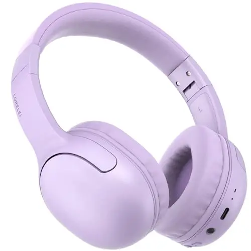LORELEI B-E5 Kids Bluetooth Headphones, Wireless Headphones for Kids, Foldable 40H Playtime, Built-in mic, On Ear Headsets for Child/Teens/School/Tablet(Space Purple) - LORELEI