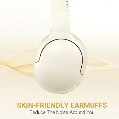 LORELEI B-E5 Kids Bluetooth Headphones, Wireless Headphones for Kids, Foldable 40H Playtime, Built-in mic, On Ear Headsets for Child/Teens/School/Tablet(Beige White) - 5