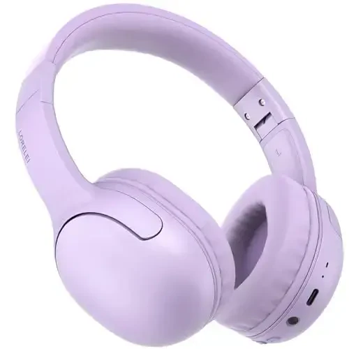 LORELEI B-E5 Kids Bluetooth Headphones, Wireless Headphones for Kids, Foldable 40H Playtime, Built-in mic, On Ear Headsets for Child/Teens/School/Tablet(Space Purple) - LORELEI