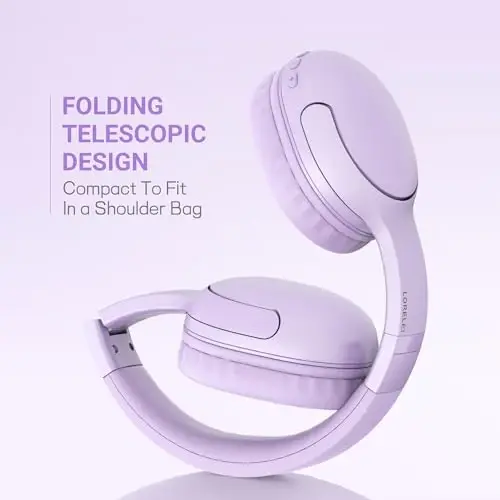 LORELEI B-E5 Kids Bluetooth Headphones, Wireless Headphones for Kids, Foldable 40H Playtime, Built-in mic, On Ear Headsets for Child/Teens/School/Tablet(Space Purple) - 4