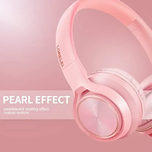 LORELEI S9 Wired Headphones with Microphone for School，On-Ear Kids Headphones for Girls Boys，Folding Lightweight and 3.5mm Audio Jack Headset for Phone, Ipad，Tablet, PC, Chromebook (Pearl Pink) - LORELEI (1)