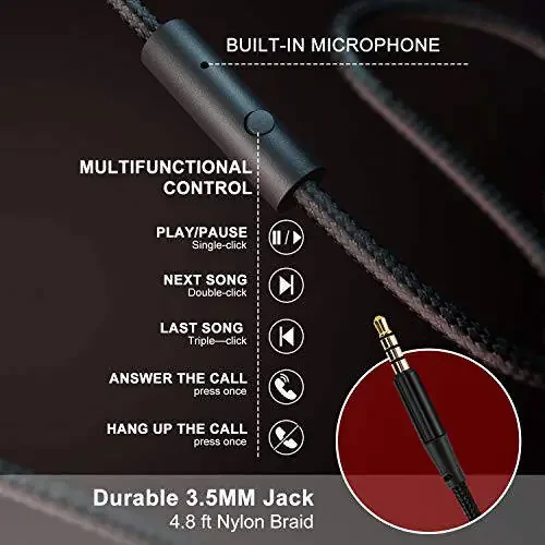 LORELEI X6 Mikrofonli Quloq Usti Quloqchinlar, Yengil Katlanuvchi va Ko'chma Stereo Bass Quloqchinlar 1.45M Chaqirishmas Kabloli Quloqchinlar Smartfon Tablet MP3 / 4 Uchun (Kosmik Qora) - 5