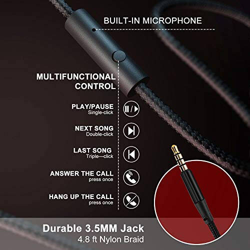 LORELEI X6 Наушники накладные с микрофоном, легкие складные и портативные стереофонические басовые наушники с 1,45 м не запутывающимся кабелем, проводные наушники для смартфона планшета MP3 / 4 (космический черный) - 5