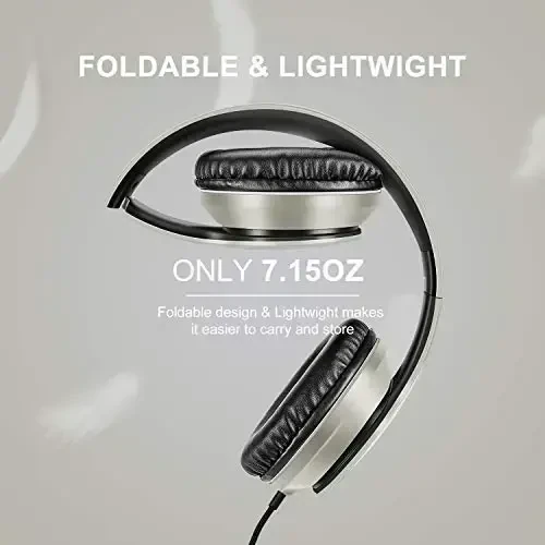 LORELEI X6 Over-Ear Headphones With Microphone, Lightweight Foldable & Portable Stereo Bass With 1.45M No-Tangle, Wired for Smartphone Tablet MP3/4 - 4