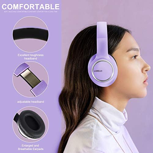 LORELEI X8 Over-Ear Wired Headphones with Microphone with 1.45m-Tangle-Free Nylon Line&3.5mm Plug,Lightweight Foldable & Portable Headphones for Smartphone,Tablet,Computer,Mp3/4(Dark Purple) - LORELEI (1)