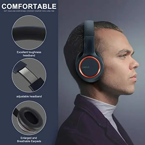 LORELEI X8 Over-Ear Wired Headphones with Microphone with 1.45m-Tangle-Free Nylon Line&3.5mm Plug,Lightweight Foldable & Portable Headphones for Smartphone,Tablet,Computer,Mp3/4(Dark Blue) - 2