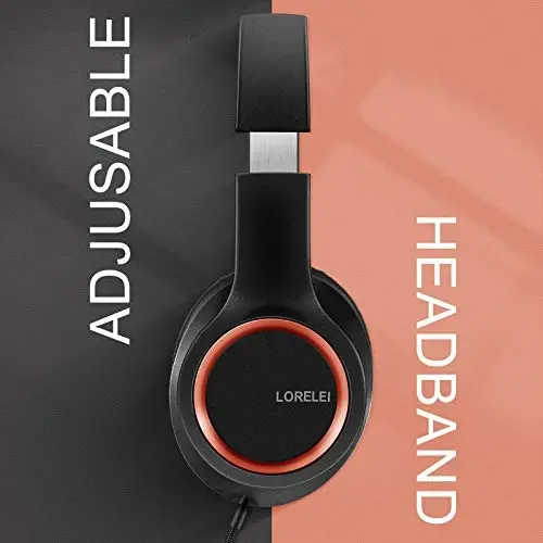 LORELEI X8 Over-Ear Wired Headphones with Microphone with 1.45m-Tangle-Free Nylon Line&3.5mm Plug,Lightweight Foldable & Portable Headphones for Smartphone,Tablet,Computer,Mp3/4(Space Black) - 5
