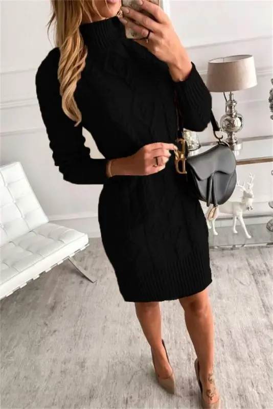 Loren Wool-Blend Patterned Midi Knit Dress - BÜYÜKBEDENIZ