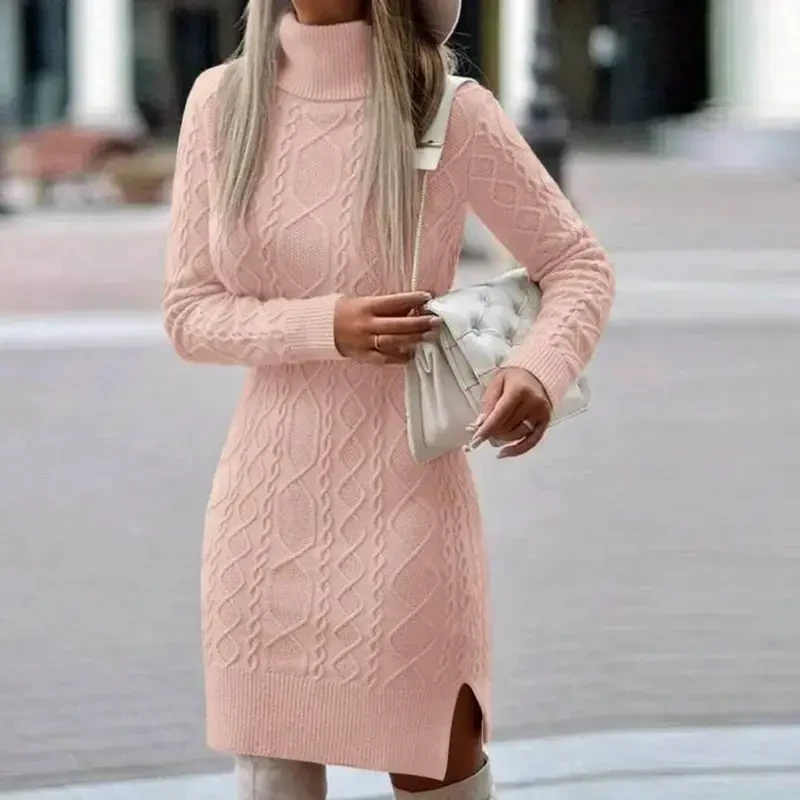 Loren Wool Blend Patterned Midi Knit Dress - 2