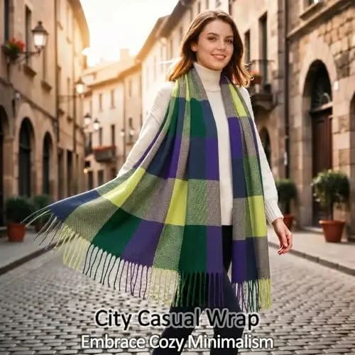 Loritta Ayollar Sharf Moda Uzun Plaid Shollar O'ramlar Katta Grid Qishki Issiq Panjara Katta Sharflar Sovg'alar - 2
