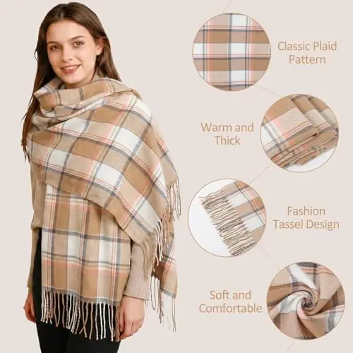 Loritta Ayollar Sharf Moda Uzun Plaid Shollar O'rash Katta Grid Qishki Issiq Panjara Katta Sharflar Sovg'alar - 3