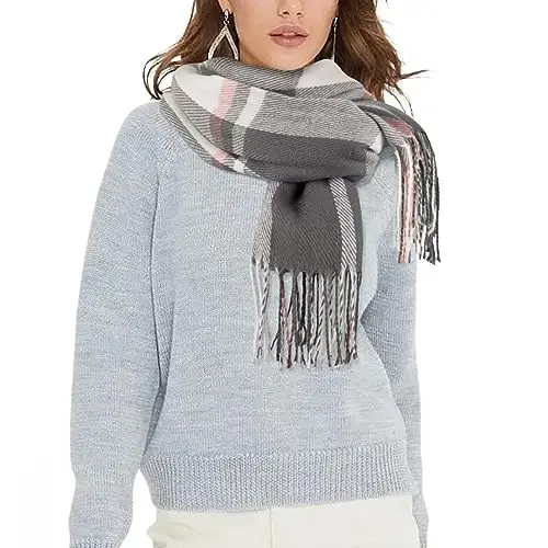 Loritta Ayollar Sharf Moda Uzun Plaid Shollar O'rash Katta Grid Qishki Issiq Panjara Katta Sharflar Sovg'alar - 4