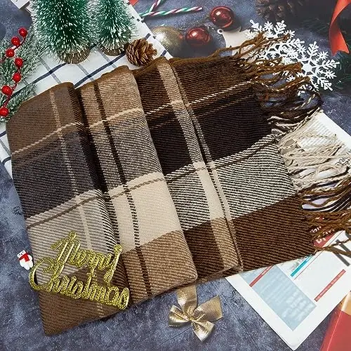 Loritta Winter Scarf for Women, Long Plaid Shawl Wraps Scarves Gifts | Large Fall Scarfs, Big Grid Tartan Blanket, Soft Warm Chunky Oversized, Lattice Tassels, Stocking Stuffers, Christmas gift - 3