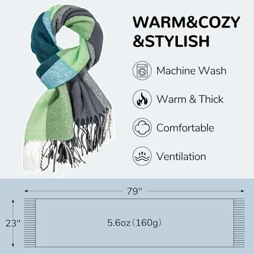 Loritta Womens Scarf Fashion Long Plaid Shawls Wraps Big Grid Winter Warm Lattice Large Scarves Gifts - 1